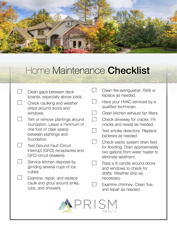 Fall Home Maintenance Checklist PrismRP Real Estate Brokerage